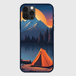 Чехол для iPhone 12 Pro Max Палатка на берегу озера, цвет: 3D-черный