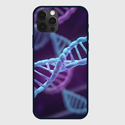 Чехол для iPhone 12 Pro Max Неоновые спирали ДНК, цвет: 3D-черный