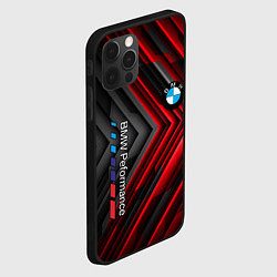 Чехол для iPhone 12 Pro Max BMW geometry stripes red, цвет: 3D-черный — фото 2