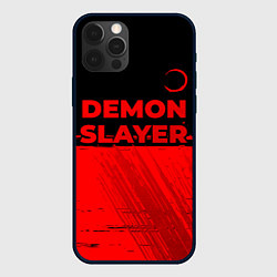 Чехол для iPhone 12 Pro Max Demon Slayer - red gradient посередине, цвет: 3D-черный