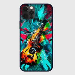Чехол для iPhone 12 Pro Max Электрогитара в красках, цвет: 3D-черный