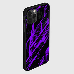 Чехол для iPhone 12 Pro Max Purple stripes on a black background, цвет: 3D-черный — фото 2