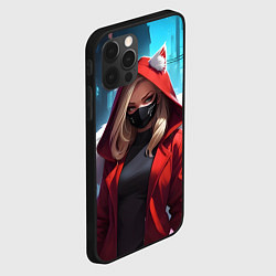 Чехол для iPhone 12 Pro Max Девушка кошка неоновый город, цвет: 3D-черный — фото 2
