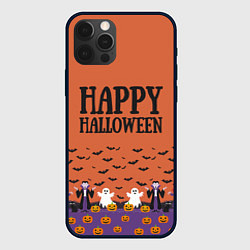 Чехол для iPhone 12 Pro Max Happy Halloween pattern, цвет: 3D-черный