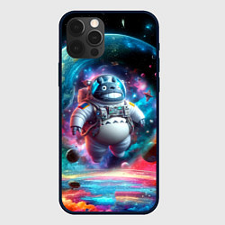 Чехол для iPhone 12 Pro Max Astronaut Totoro in neon space - ai art fantasy, цвет: 3D-черный