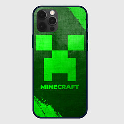 Чехол для iPhone 12 Pro Max Minecraft - green gradient, цвет: 3D-черный