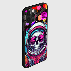Чехол для iPhone 12 Pro Max Космонавт скелет в космосе, цвет: 3D-черный — фото 2