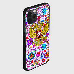 Чехол для iPhone 12 Pro Max Россия гжель нерб, цвет: 3D-черный — фото 2