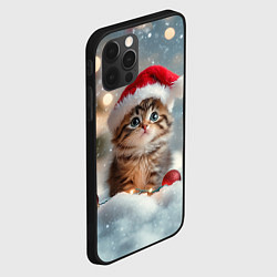 Чехол для iPhone 12 Pro Max Котенок и новогодние шарики, цвет: 3D-черный — фото 2