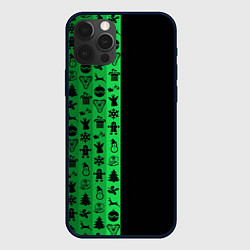 Чехол для iPhone 12 Pro Max Новогодние узоры, цвет: 3D-черный
