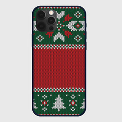 Чехол для iPhone 12 Pro Max Knitted Christmas Pattern, цвет: 3D-черный