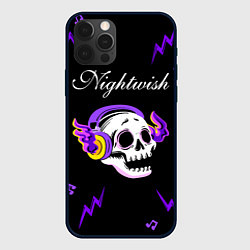 Чехол для iPhone 12 Pro Max Nightwish неоновый череп, цвет: 3D-черный