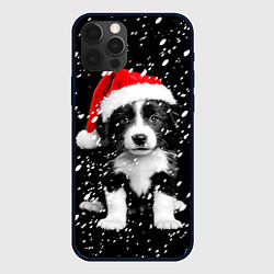 Чехол для iPhone 12 Pro Max Новогодний милый щенок, цвет: 3D-черный