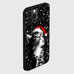 Чехол для iPhone 12 Pro Max Милый котенок - первый снег, цвет: 3D-черный — фото 2
