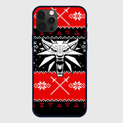Чехол для iPhone 12 Pro Max Ведьмак новогодний ugly свитер, цвет: 3D-черный