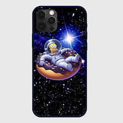 Чехол для iPhone 12 Pro Max Космонавт Гомер Симпсон на пончике - нейросеть, цвет: 3D-черный