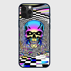 Чехол для iPhone 12 Pro Max Череп, сердце и оп-арт, цвет: 3D-черный