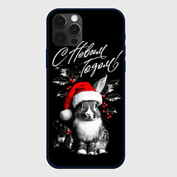 Чехол для iPhone 12 Pro Max Милый кролик в шапке Деда Мороза, цвет: 3D-черный