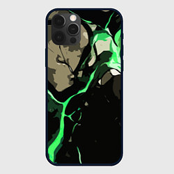 Чехол для iPhone 12 Pro Max Зелёный разлом в камне, цвет: 3D-черный
