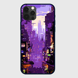 Чехол для iPhone 12 Pro Max Киберпанк город фиолетовый, цвет: 3D-черный