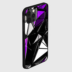 Чехол для iPhone 12 Pro Max Фиолетово-белые рельефные треугольники на чёрном ф, цвет: 3D-черный — фото 2