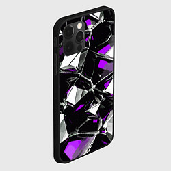 Чехол для iPhone 12 Pro Max Фиолетово-белый паттерн на чёрном фоне, цвет: 3D-черный — фото 2