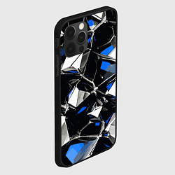 Чехол для iPhone 12 Pro Max Сине-белый паттерн на чёрном фоне, цвет: 3D-черный — фото 2