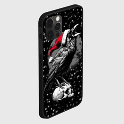 Чехол для iPhone 12 Pro Max Кричащий ворон в шапке Санты, цвет: 3D-черный — фото 2