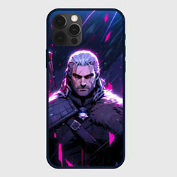 Чехол для iPhone 12 Pro Max Geralt - neon rain, цвет: 3D-черный