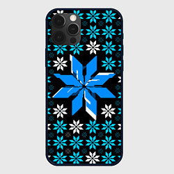 Чехол для iPhone 12 Pro Max Сине-белые звёзды на чёрном фоне, цвет: 3D-черный