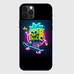 Чехол для iPhone 12 Pro Max Sponge Bob on a skateboard - ai art fantasy, цвет: 3D-черный