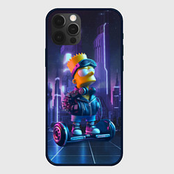 Чехол для iPhone 12 Pro Max Bart Simpson on a gyro scooter - ai art, цвет: 3D-черный