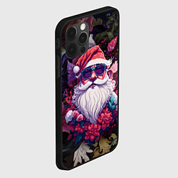 Чехол для iPhone 12 Pro Max Дед мороз в цветах, цвет: 3D-черный — фото 2
