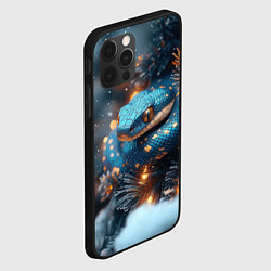 Чехол для iPhone 12 Pro Max Синяя змея с золотыми пятнами, цвет: 3D-черный — фото 2