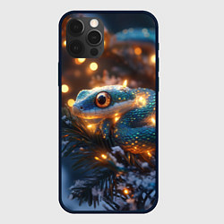 Чехол для iPhone 12 Pro Max Змея и золотые огоньки, цвет: 3D-черный