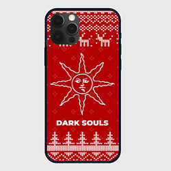 Чехол для iPhone 12 Pro Max Новогодний Dark Souls с оленями, цвет: 3D-черный