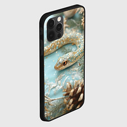 Чехол для iPhone 12 Pro Max Новогодняя змея и шары, цвет: 3D-черный — фото 2