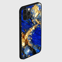 Чехол для iPhone 12 Pro Max Золотой минерал в синем камне, цвет: 3D-черный — фото 2