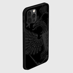Чехол для iPhone 12 Pro Max Герб России - черный минимализм, цвет: 3D-черный — фото 2