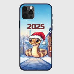 Чехол iPhone 12 Pro Max Довольная новогодняя змейка 2025