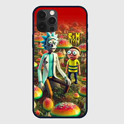 Чехол для iPhone 12 Pro Max Рик и Морти заблудились в мухоморном поле, цвет: 3D-черный