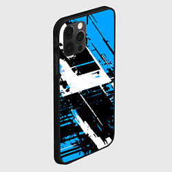 Чехол для iPhone 12 Pro Max Diagonal black and white stripes on a blue backgro, цвет: 3D-черный — фото 2