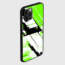 Чехол для iPhone 12 Pro Max Diagonal black and green stripes on a white backgr, цвет: 3D-черный — фото 2