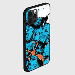 Чехол для iPhone 12 Pro Max Оранжево-голубая абстракция на белом фоне, цвет: 3D-черный — фото 2