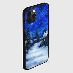 Чехол для iPhone 12 Pro Max Новогодняя ночь в деревне, цвет: 3D-черный — фото 2