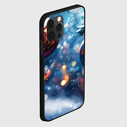 Чехол для iPhone 12 Pro Max Новогодние шары на ветках, цвет: 3D-черный — фото 2