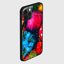 Чехол для iPhone 12 Pro Max Новогодние ёлочные игрушки, цвет: 3D-черный — фото 2