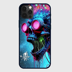 Чехол для iPhone 12 Pro Max Metallica - crazy skeleton with headphones, цвет: 3D-черный