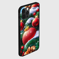 Чехол для iPhone 12 Pro Max Красные шары на зеленой елке, цвет: 3D-черный — фото 2