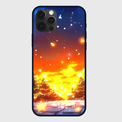 Чехол для iPhone 12 Pro Max Новогодний закат, цвет: 3D-черный